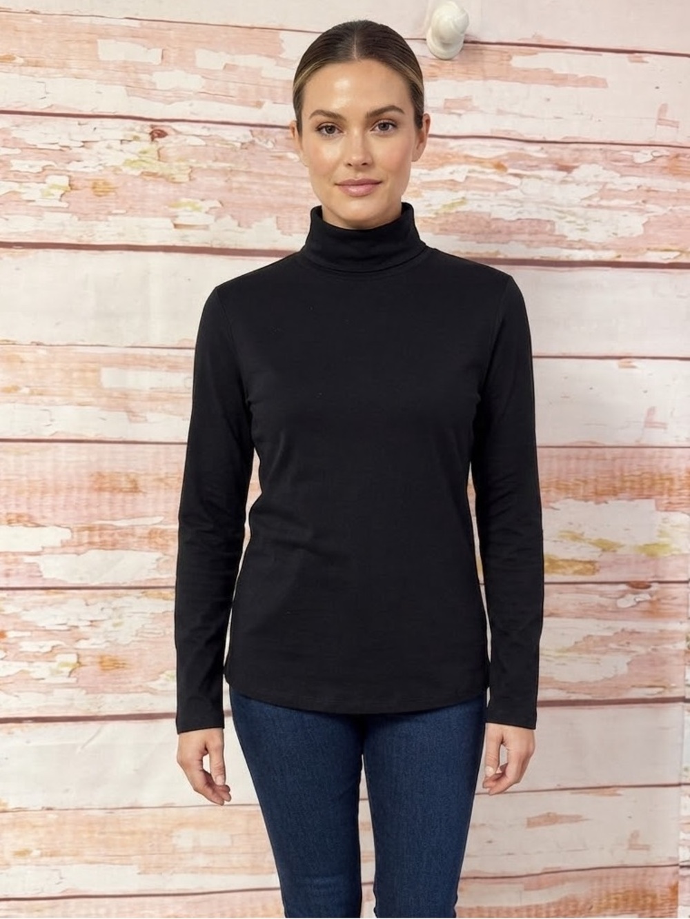LL BEAN Supima Cotton Turtleneck Long Sleeve Top